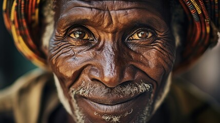 Wall Mural -  a close up of a man wearing a turban and looking at the camera with a smile on his face.