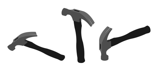 hammer icon vector, claw hammer icon vector. flat design illustration isolated on white background. 