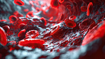 Wall Mural - Red Blood Cells In Bloodstream background image