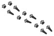 Black bunny's prints footpath. Rabbit paws footprints for Easter celebration. Animal theme. Vector isolated illustration on white background.