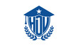 HDU three letter iconic academic logo design vector template. monogram, abstract, school, college, university, graduation cap symbol logo, shield, model, institute, educational, coaching canter, tech