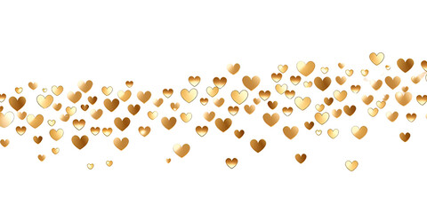 Wall Mural - Mini hearts border in wave shape.Golden mini hearts border. Golden mini hearts wave vector. Valentine’s day decoration