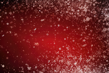 Wall Mural - Red Christmas background with snowflakes and bokeh effect