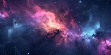 Space Background With Stardust And Shining Stars. Realistic Colorful Cosmos With Nebula And Milky Way.