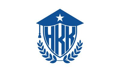 HKK three letter iconic academic logo design vector template. monogram, abstract, school, college, university, graduation cap symbol logo, shield, model, institute, educational, coaching canter, tech