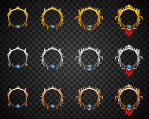 Wall Mural - game avatar gui gold, silver and bronze frames set for fantasy game ui designs