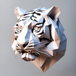 Tiger Raubkatze Kopf in geometrischen Formen, wie 3D Papier in weiß wie Origami Falttechnik Jäger Symbol Wappentier Logo Vorlage wildlebende Tiere