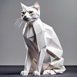 Katze Kater, Haustier, Kopf in geometrischen Formen, wie 3D Papier in weiß wie Origami Falttechnik Symbol Wappentier Logo Vorlage Tiere
