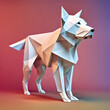 Hund Haustier Kopf in geometrischen Formen, wie 3D Papier in weiß wie Origami Falttechnik Symbol Wappentier Logo Vorlage Tiere
