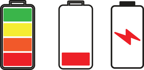 flat icon of full and empty battery isolated white background. vector illustration