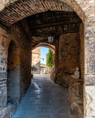 Canvas Print - The beautiful village of Sassetta on a sunny summer day. Province of Livorno, Tuscany, Italy. 