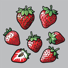 Canvas Print - vector of sweet and fresh strawberries