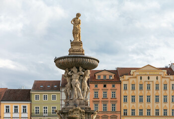 Elementi architettonici della Piazza quadrata di Přemysl Otakar II, České Budějovice, Boemia, Cechia