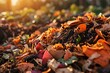 A pile of dirt and leaves with a sunny background Generative AI