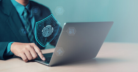 cloud, digital, information, network, security, technology, access, online, fingerprint, cyber. futuristic digital processing of biometric identification fingerprint scanner for access personal data.