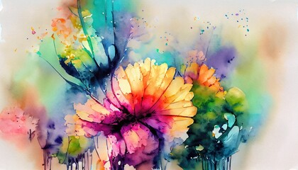 Sticker - a bouquet of flowers painted with watercolors suitable as a background