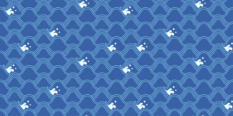Poster - Japanese wave pattern. For a seamless print, an ethnic Japanese pattern with a nautical theme.