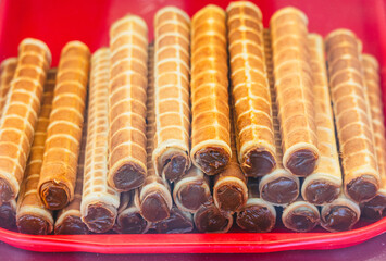 Wall Mural - Wafer rolls filled with caramel