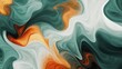 Abstract swirls of orange, white, and shades of green resembling marble or fluid art, blending organically across the canvas with a smooth, creamy texture.