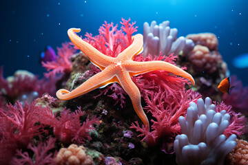 Poster - Beautiful Colorful Tropical Starfish and Coral Reefs
