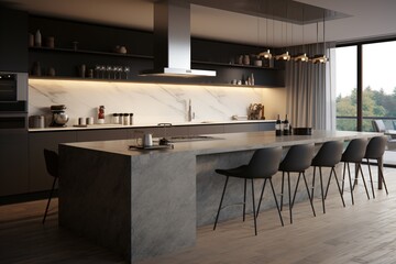 Wall Mural - A modern and modular kitchen in a luxurious and spacious apartment