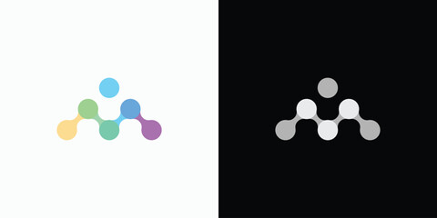 Letter M point connection logo design