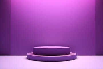 A purple color dias, stage, or podium for product display, exhibition, or photoshoot