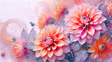 Fototapeta Kwiaty - Dalia, kartka w kwiaty na życzenia