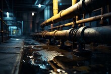 Leaking Pipes In A Factory Or Underground Sewage Pipes