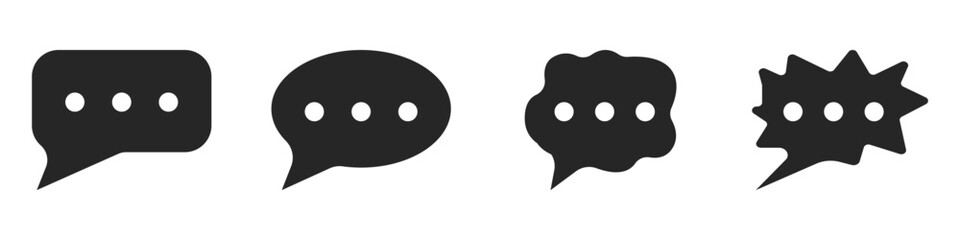 Wall Mural - speech bubbles vector set of black icons. communication vector icon. chat black symbol. dialogue clo