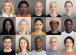 © Ishra - Global People diversity Collage illustration Portraits, Each person close up shot isolated in minimalist background, realistic drawings of multicultural people, Collage Showcasing Many vector avatars