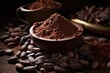 Cocoa beans and ground cocoa powder and ready-to-use, the history of chocolate making
