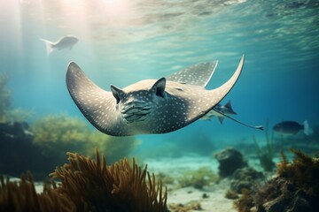 Wall Mural - Manta ray or sting ray fish in the ocean