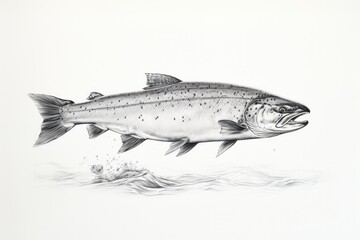 A vintage-style engraving illustration of a salmon, a delightful seafood choice from the sea and rivers, showcasing its natural allure.