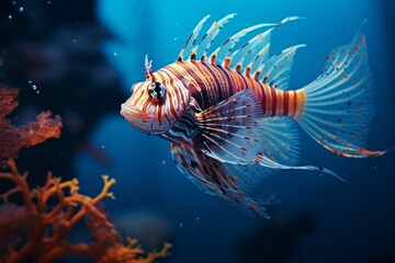 Wall Mural - A lionfish underwater