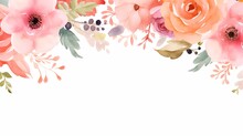Watercolor Floral Frame On White Background