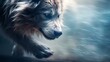 An indistinct, blurred image of a canine's paw amidst a stormy atmosphere, evoking emotions of anxiety.