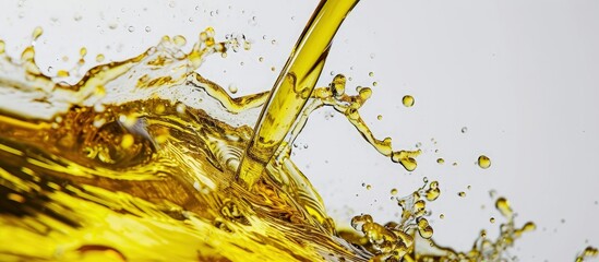 Poster - olive oil splashing isolated on white background. Creative Banner. Copyspace image