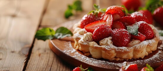 Wall Mural - Pie with berries Apple pie with strawberries Sweet food Flour pastries. Creative Banner. Copyspace image