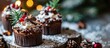 Xmas idea dessert homemade mini cake in white disposable coffee cups new confectionery trend Paper cups with cakey are in a box fashionable dessert Home baking idea for holidays small business