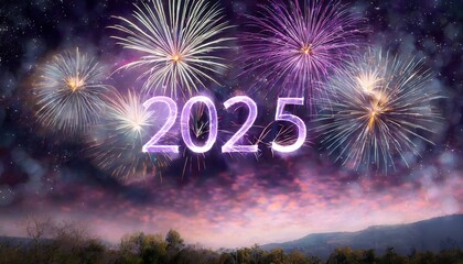 2025 written among the fireworks for the new year