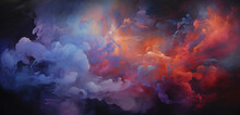 Bursting Streams Of Vermilion And Sapphire Smoke Weaving An Ethereal Narrative, Painting The Atmosphere With A Captivating Symphony Of Hues.