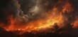 A striking portrayal of intense flames amidst thick smoke, tailored artistically to captivate within a panoramic  canvas.