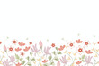 © Wita Pixs - spring flowers background with pink flowers . floral border background banner frame vector illustration for Mother’s day, father’s day, valentines, spring, summer, anniversary template