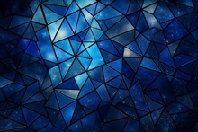 An Elaborate Array Of Geometric Tessellations In A Spectrum Of Cobalt And Silver, Creating An Enchanting Pattern Against A Background Resembling A Moonlit Night.