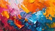 Abstract vibrant oil painting on canvas