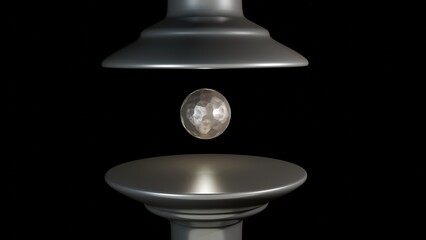 acoustic levitation technology: using sound waves to levitate small object. 3d render illustration