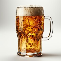 A glass of cold fresh beer with cap of foam. Splash of foam with tasty american beer. Beer day