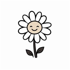 Poster - a flower doodle smiling on white background