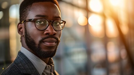 Wall Mural - African-American business leader looking at camera in working environment